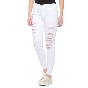 FRAME DENIM White Le High Distressed High-Rise Ankle Skinny Jeans Size 31 NEW